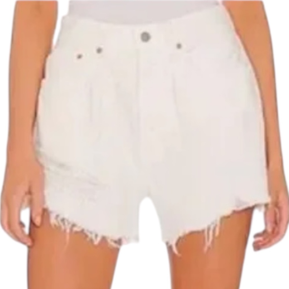 DENIMIST Brooke Distressed Denim Shorts White Raw Hem Size 27 NEW